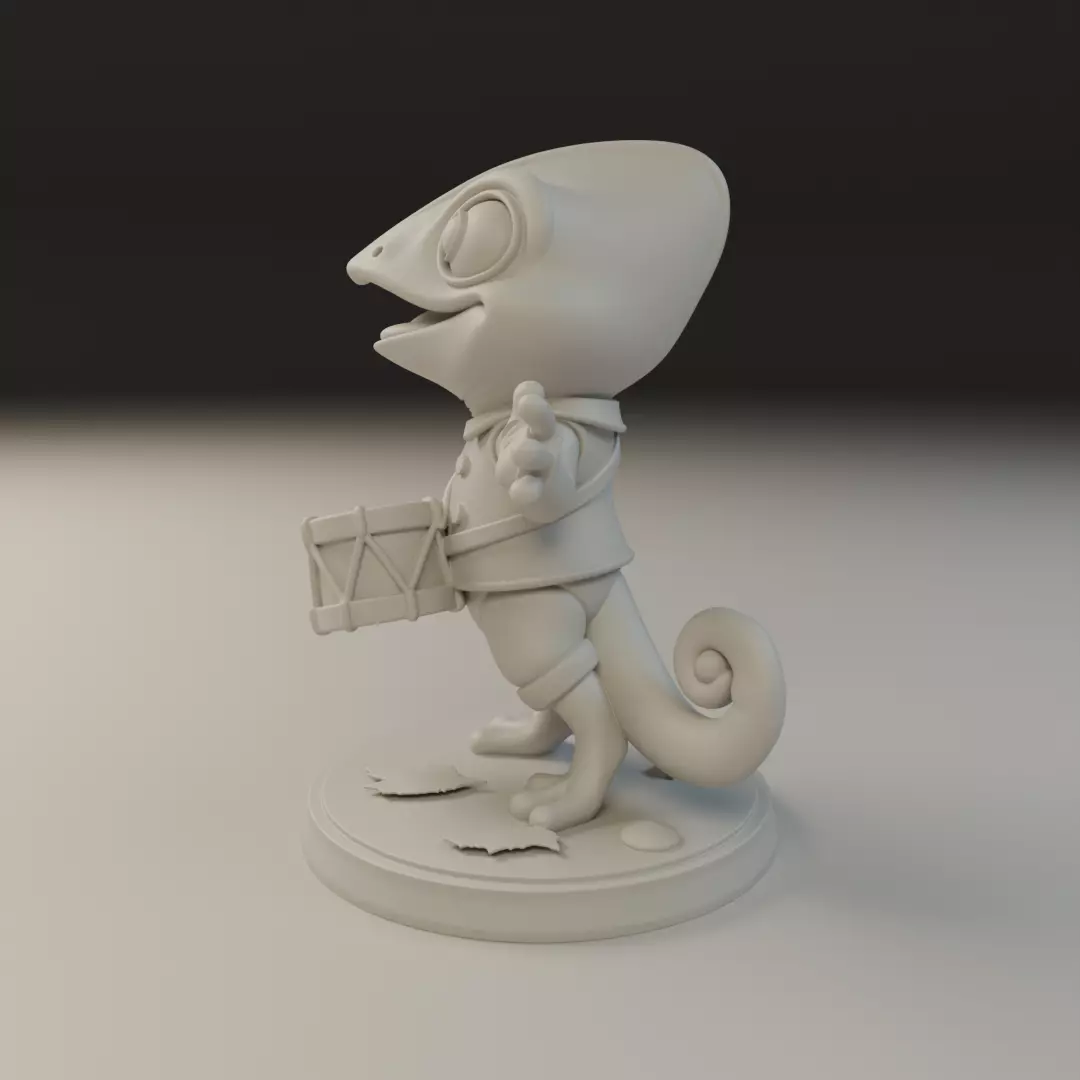 musician chameleon 3D print model_3