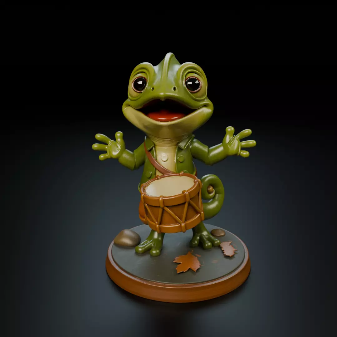 musician chameleon 3D print model_16