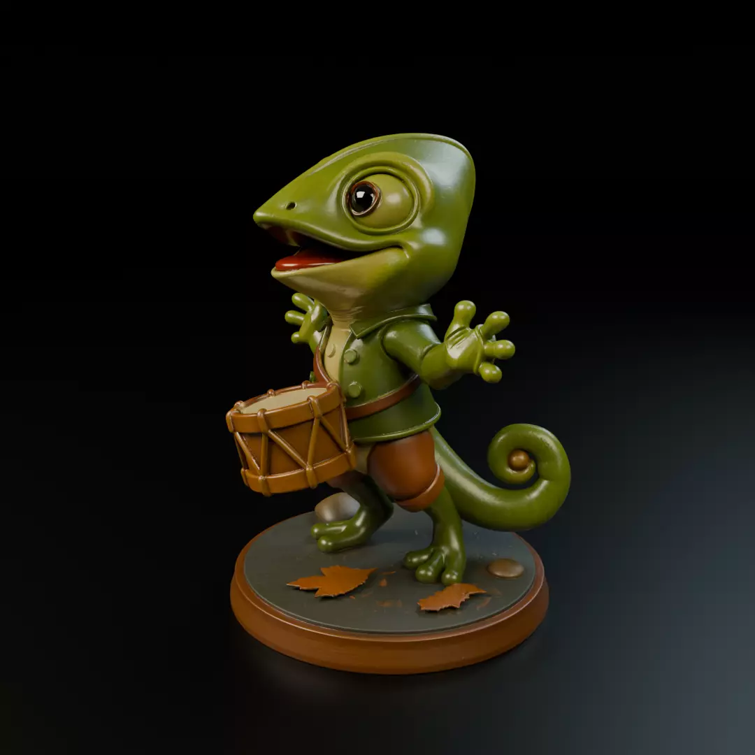 musician chameleon 3D print model_10