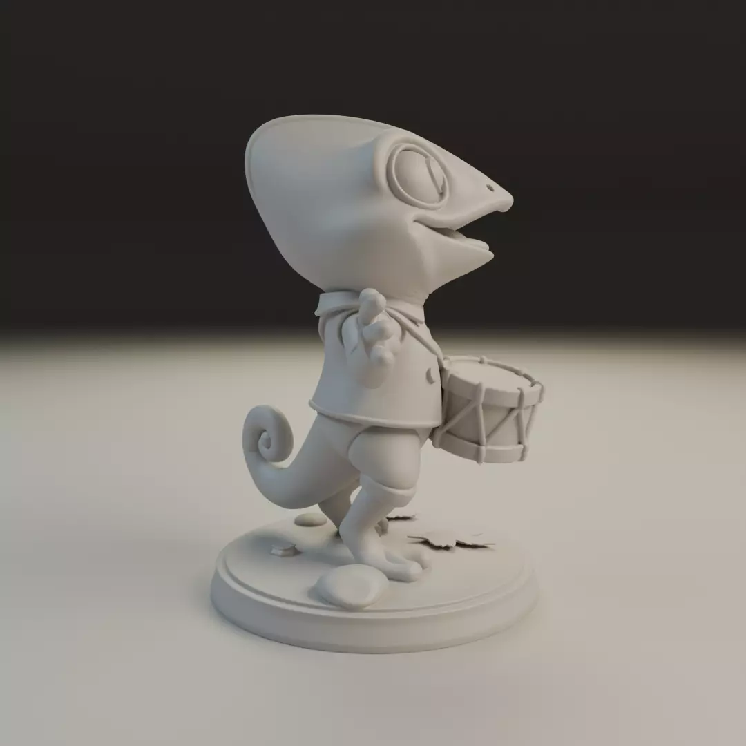 musician chameleon 3D print model_1