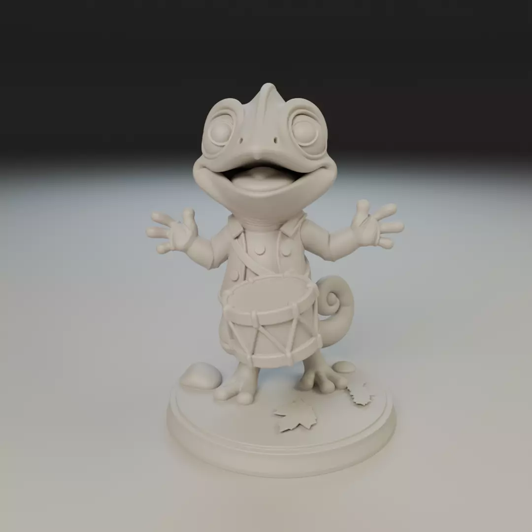 musician chameleon 3D print model_15