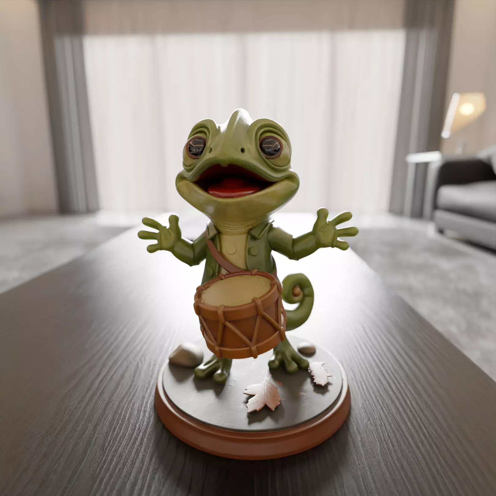 musician chameleon 3D print model_0