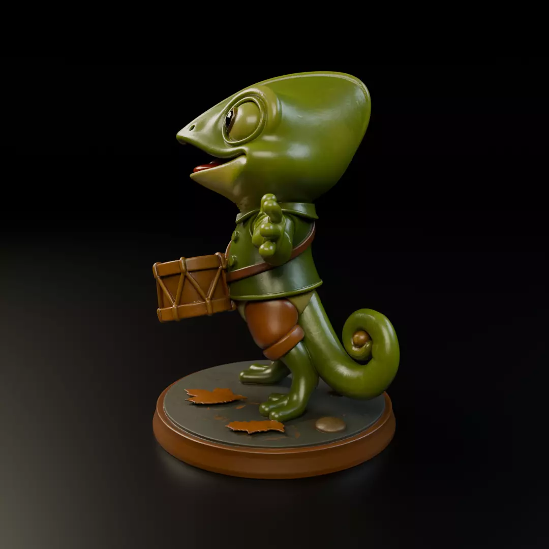 musician chameleon 3D print model_4