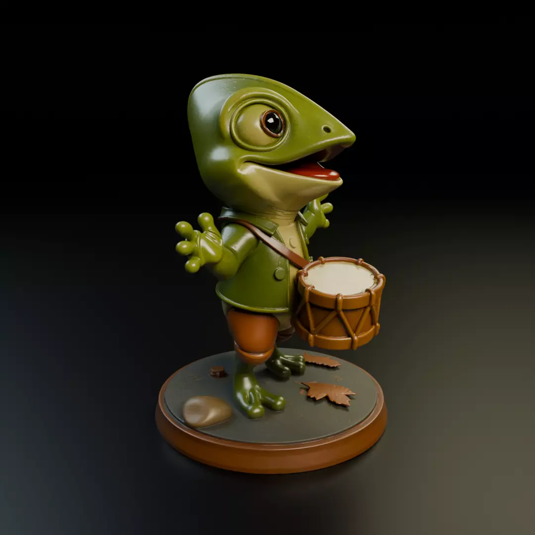 musician chameleon 3D print model_12