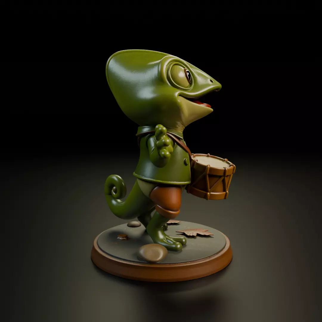 musician chameleon 3D print model_2