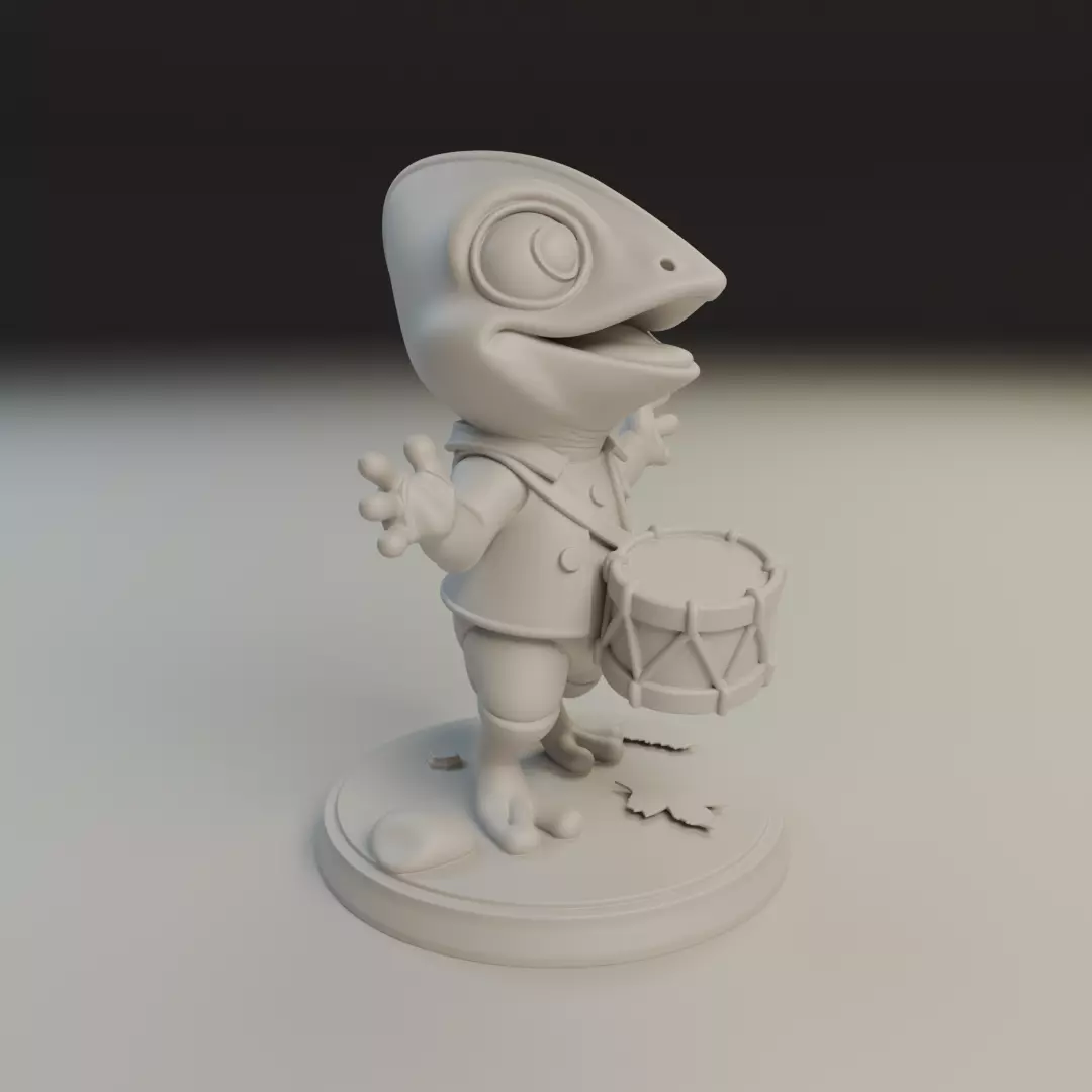 musician chameleon 3D print model_11