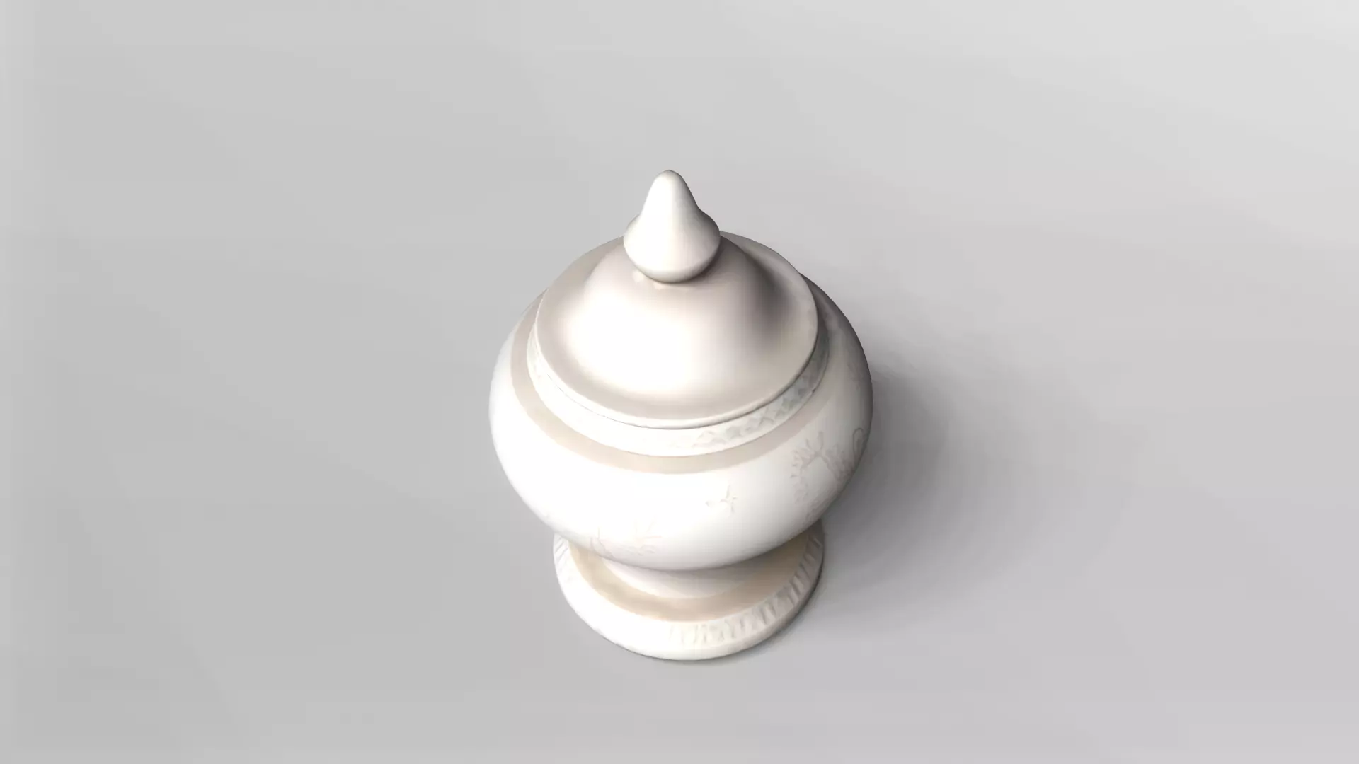 Ornate Decorative Ceramic Jar with Lid 3D model_4