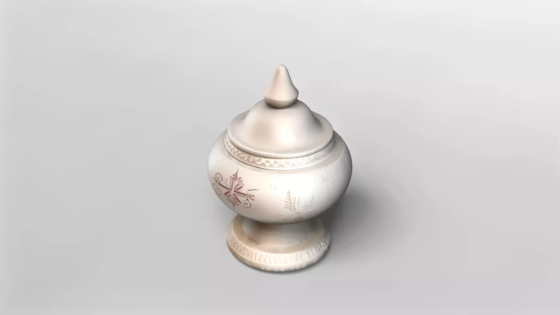 Ornate Decorative Ceramic Jar with Lid 3D model_2