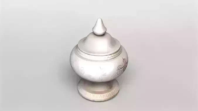 Ornate Decorative Ceramic Jar with Lid