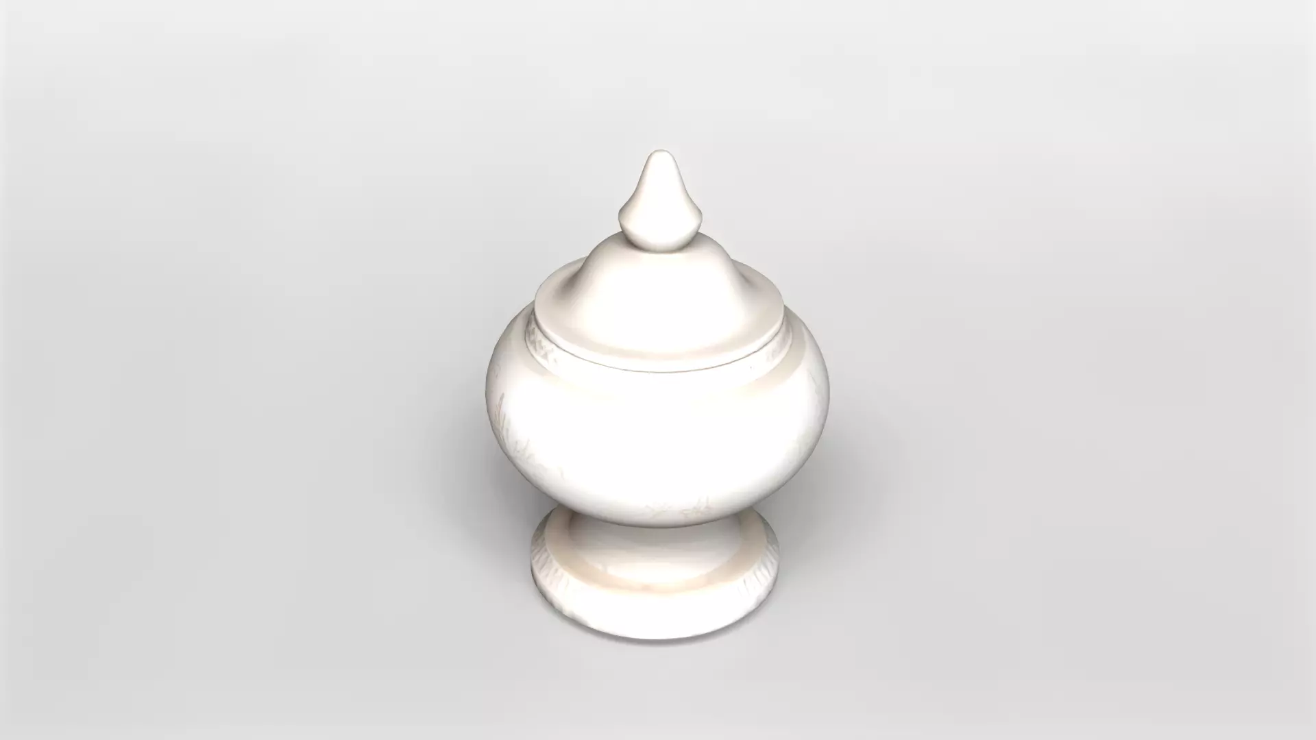 Ornate Decorative Ceramic Jar with Lid 3D model_3