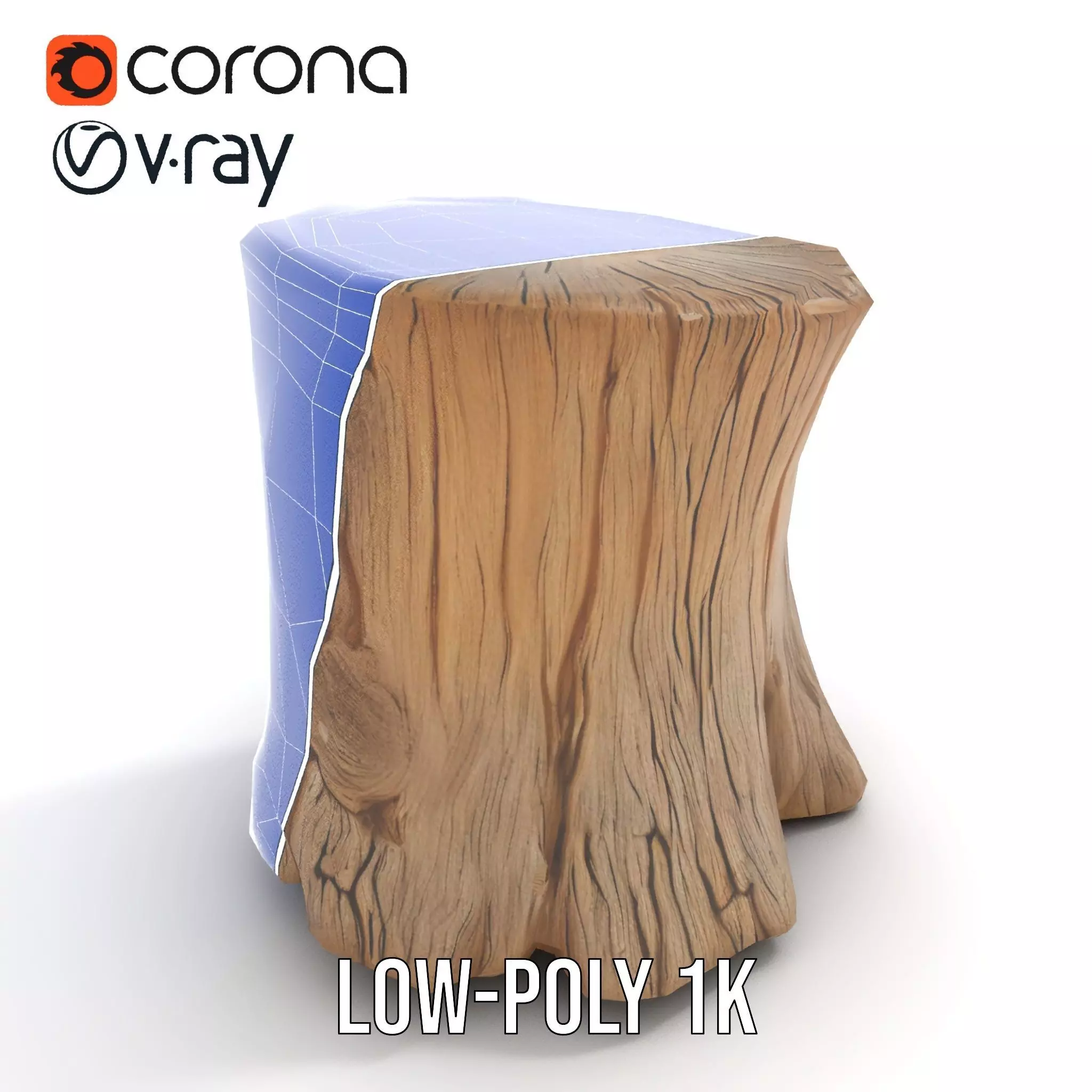 Rustic Wood Stump model pack Low-poly 3D model_15