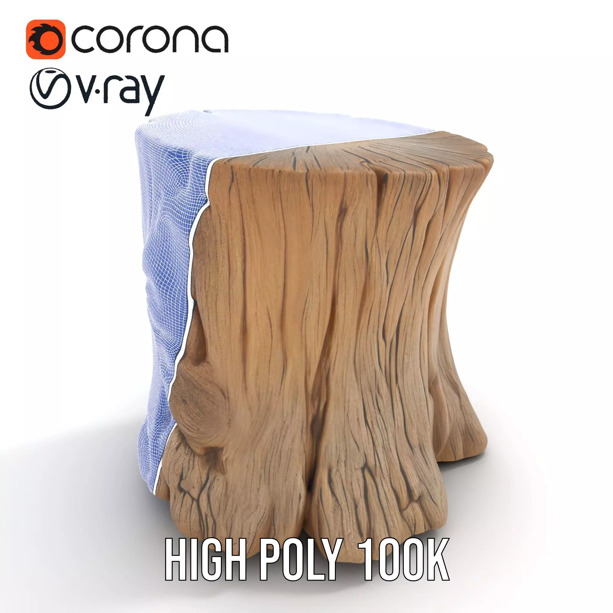 Rustic Wood Stump model pack Low-poly 3D model_30