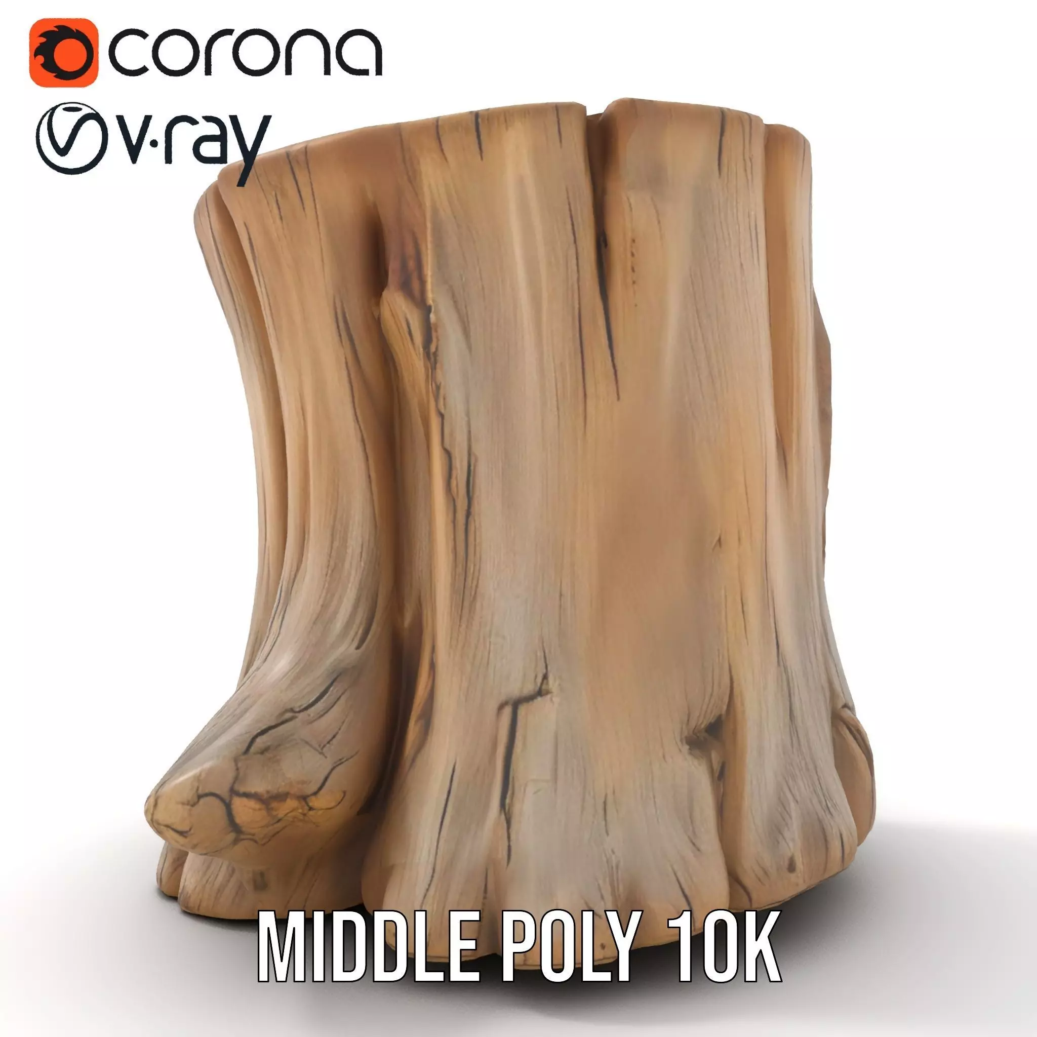 Rustic Wood Stump model pack Low-poly 3D model_7