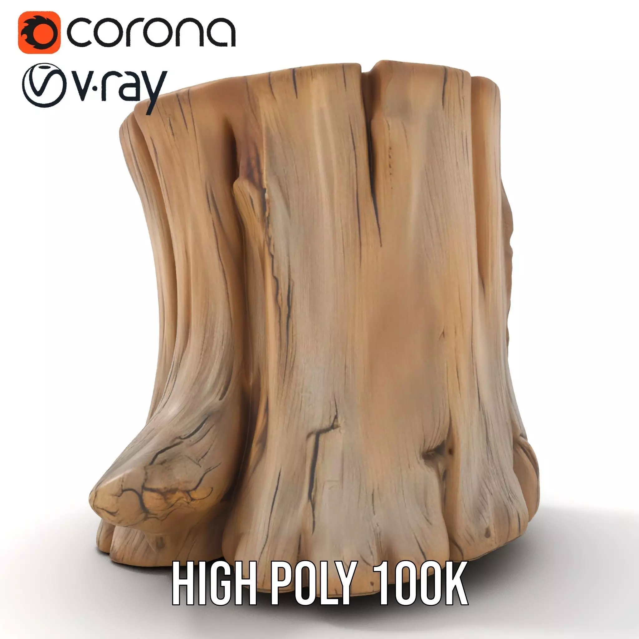 Rustic Wood Stump model pack Low-poly 3D model_27