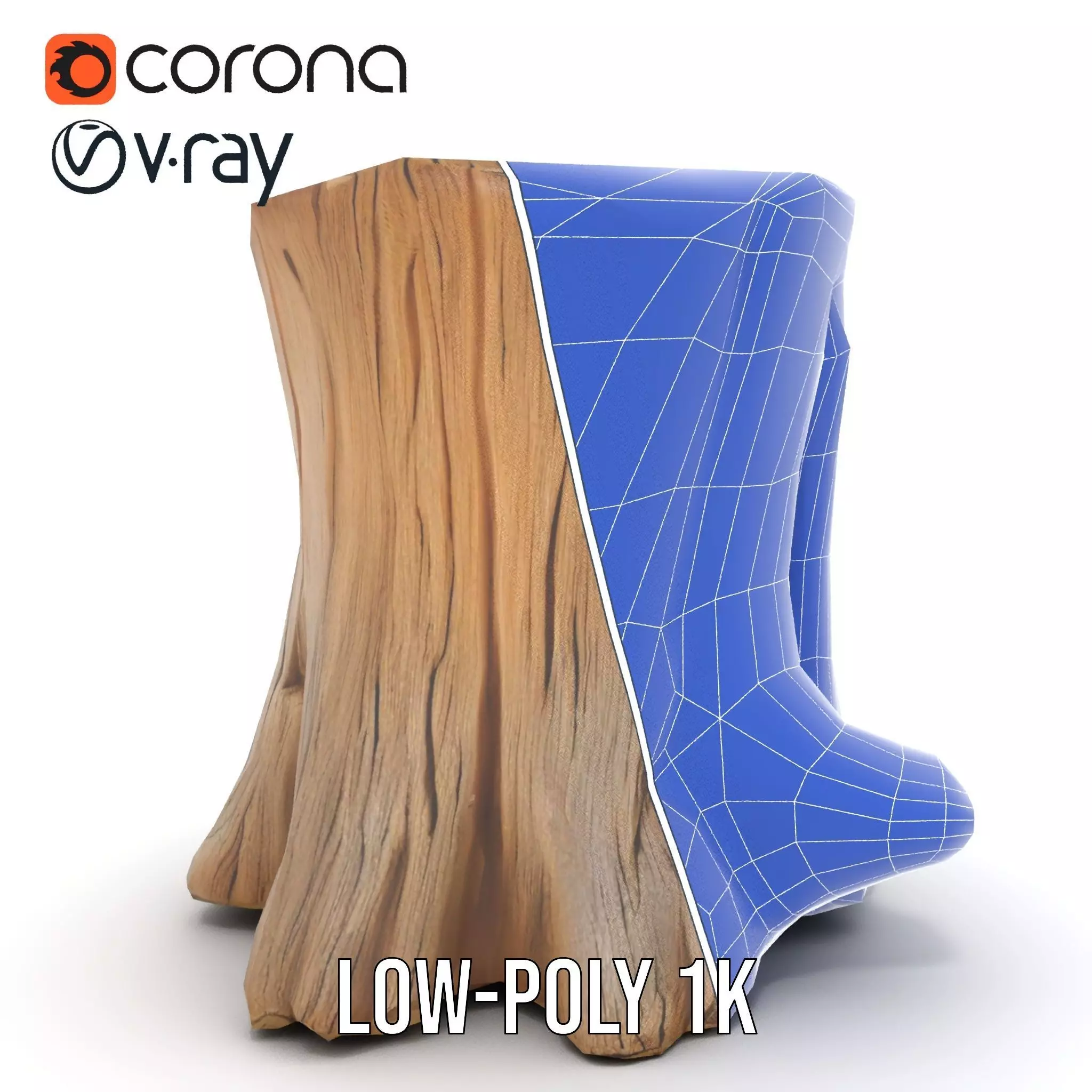 Rustic Wood Stump model pack Low-poly 3D model_26