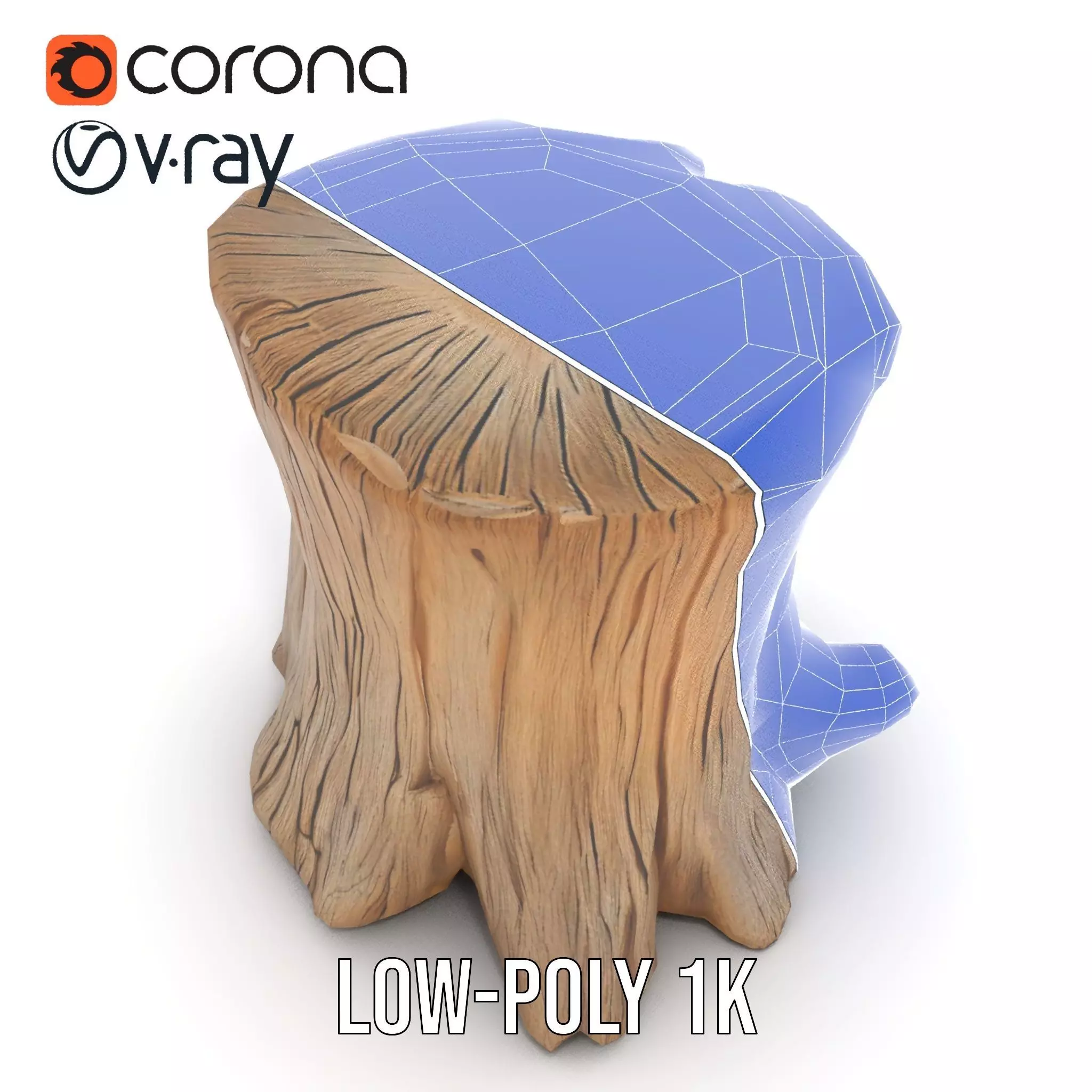 Rustic Wood Stump model pack Low-poly 3D model_13