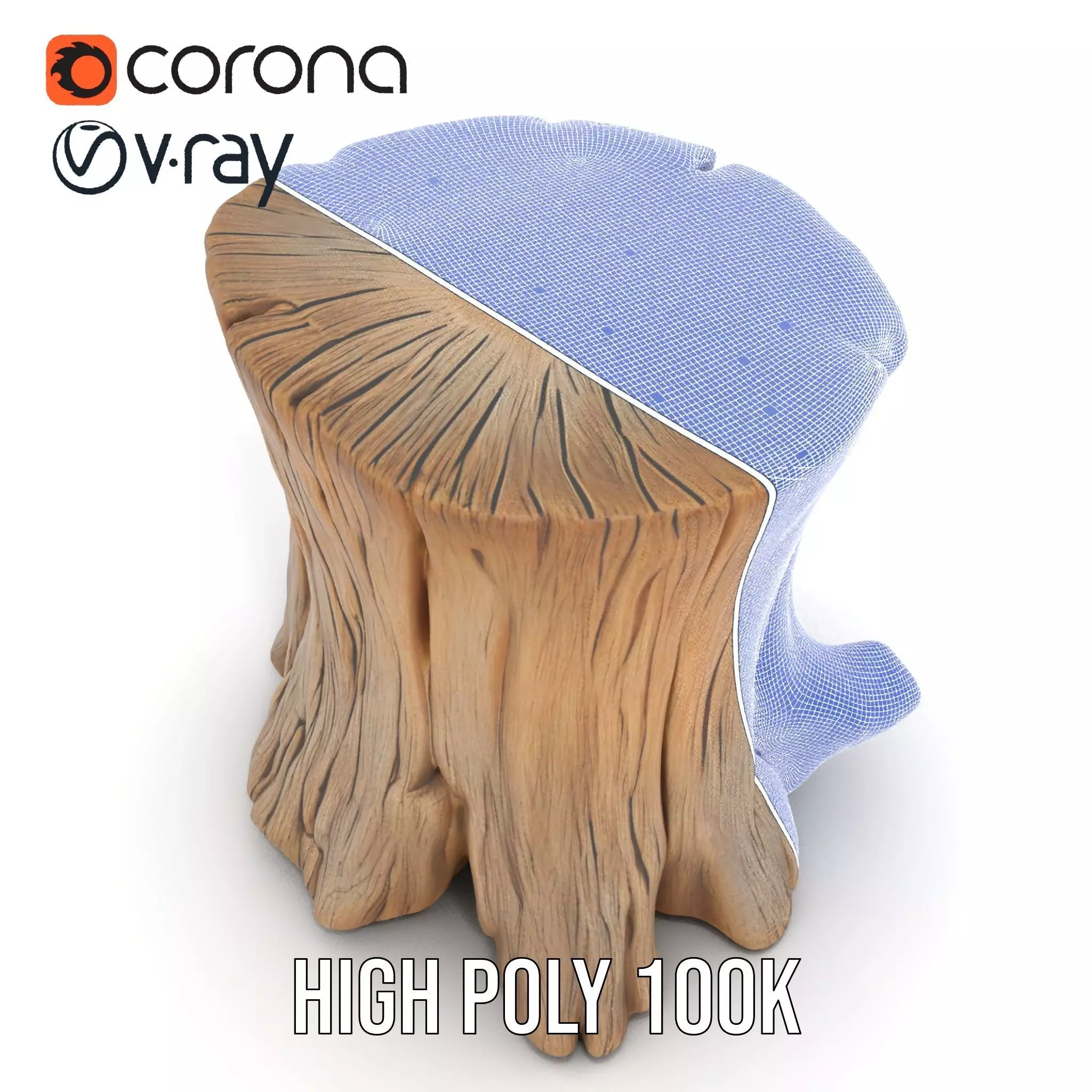 Rustic Wood Stump model pack Low-poly 3D model_34