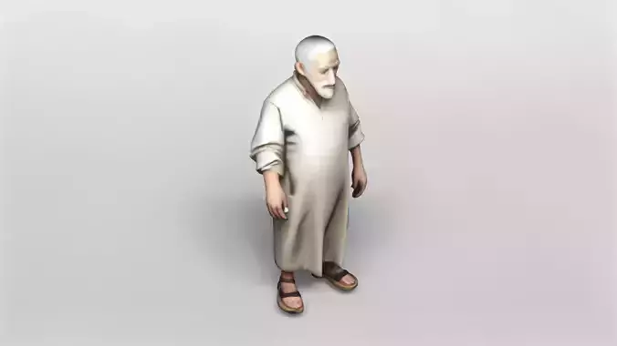 Elderly Man in Traditional Robe 3D Model