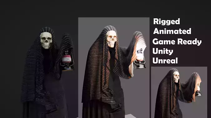 Reaper Character Rigged Animated Game Ready Low-poly 3D model
