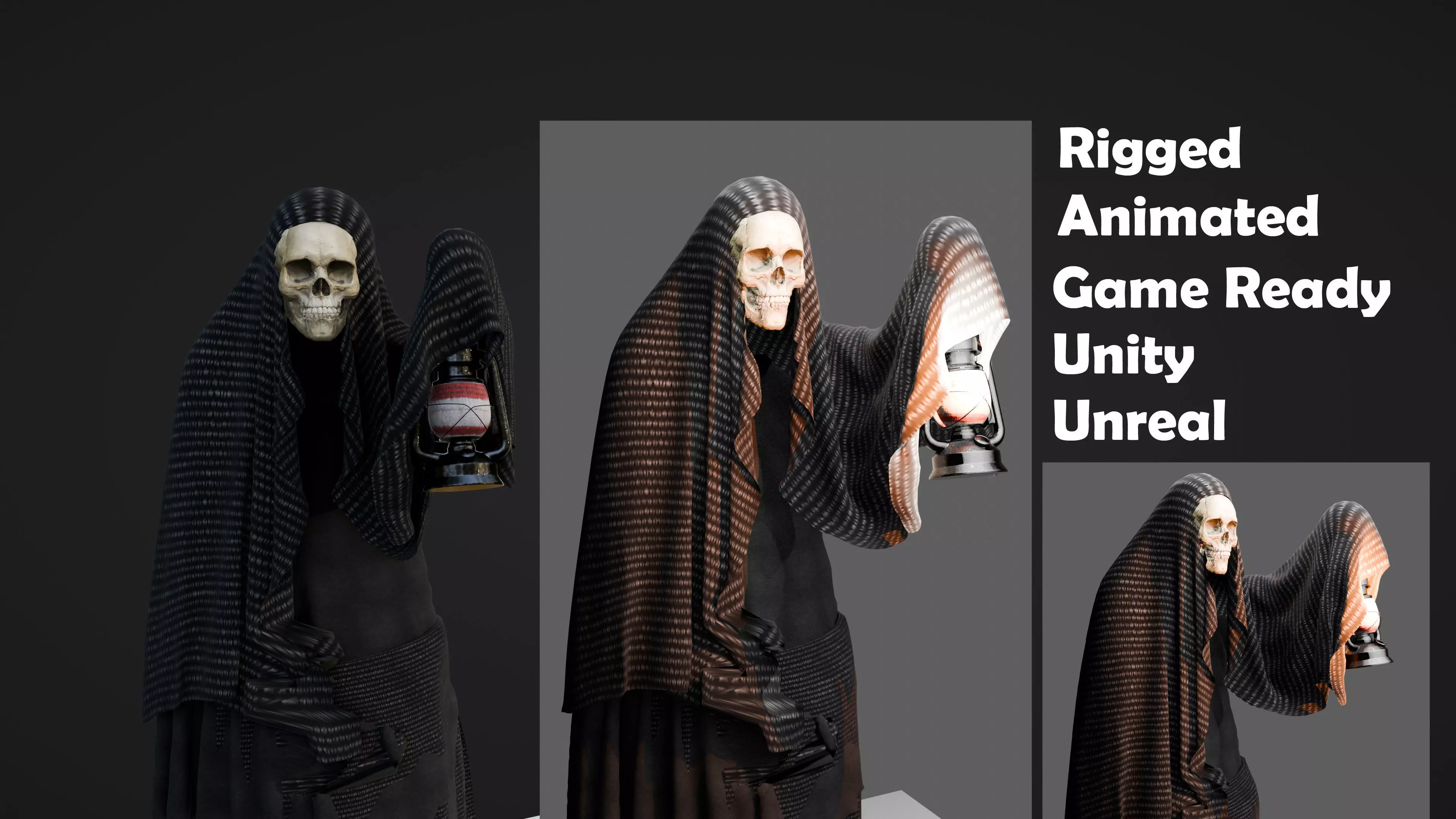Reaper Character Rigged Animated Game Ready Low-poly 3D model