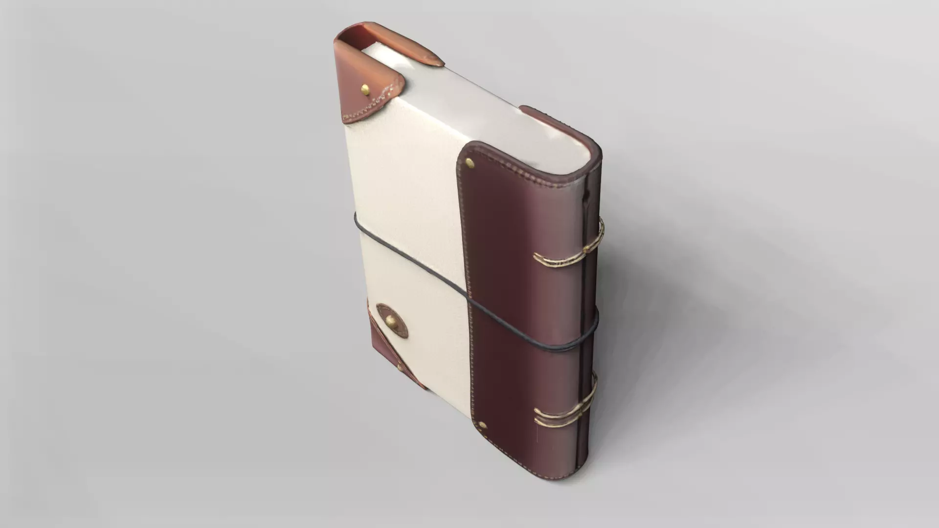 Elegant Leather and Canvas Journal Notebook 3D Model 3D model_4