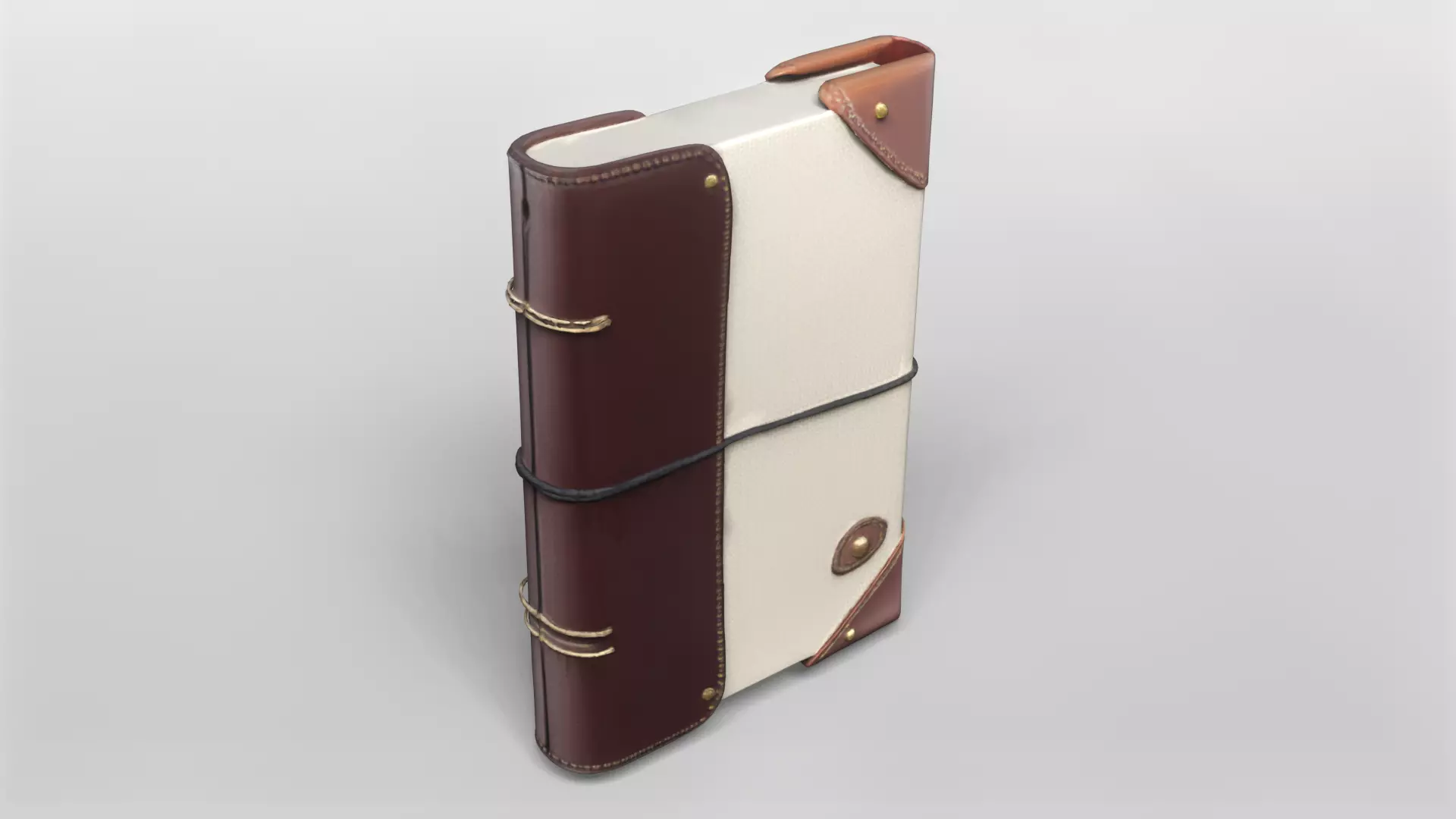 Elegant Leather and Canvas Journal Notebook 3D Model 3D model_0