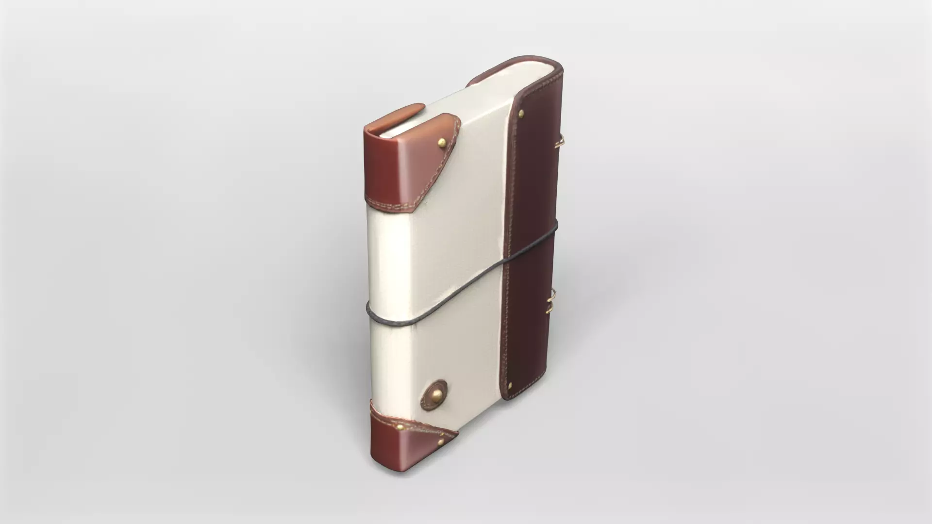 Elegant Leather and Canvas Journal Notebook 3D Model 3D model_3