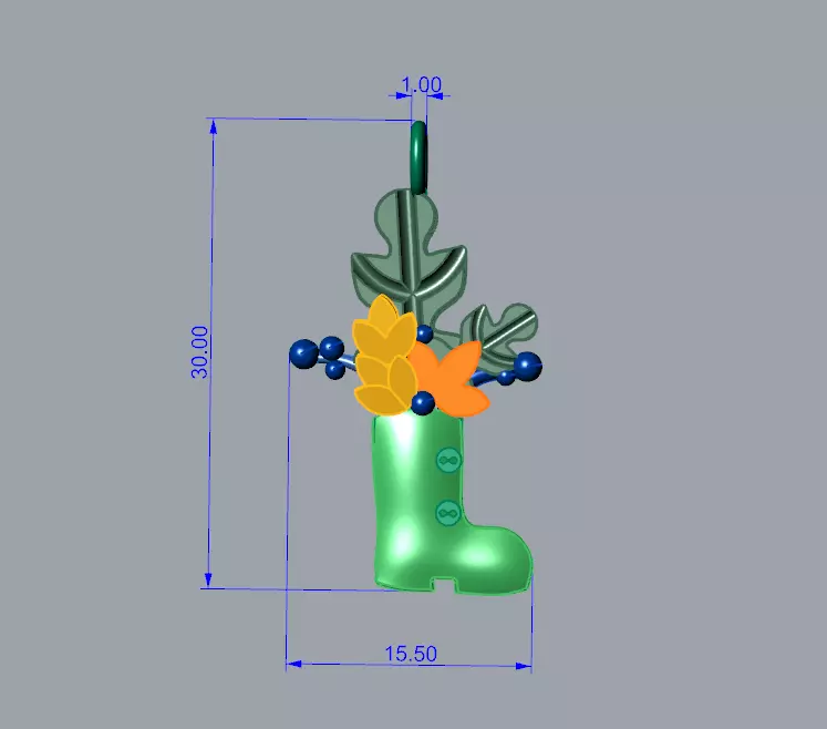  Autumn Boot Pendant Fall Jewelry Charm Rain Boot Pendant 3D print model_2