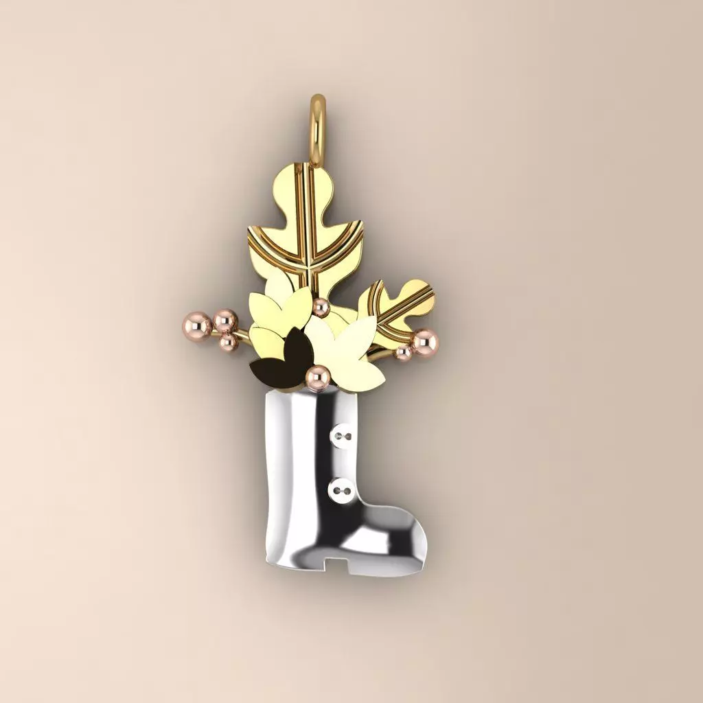  Autumn Boot Pendant Fall Jewelry Charm Rain Boot Pendant 3D print model_0