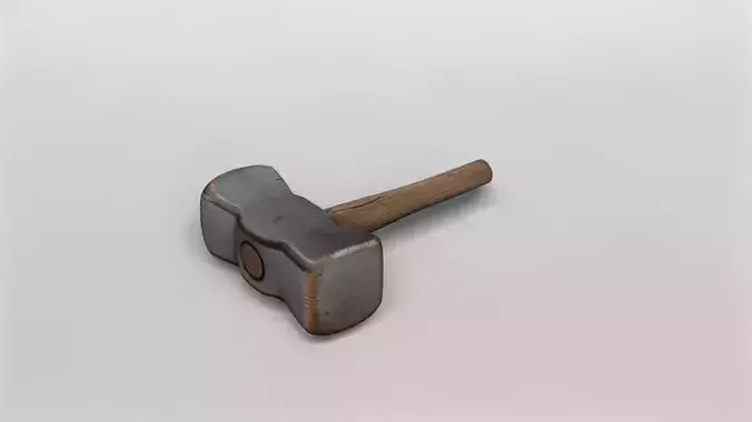 Realistic 3D Sledgehammer Model with Wooden Handle