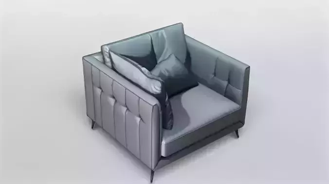 Modern Upholstered Sofa with Cushions 3D Model