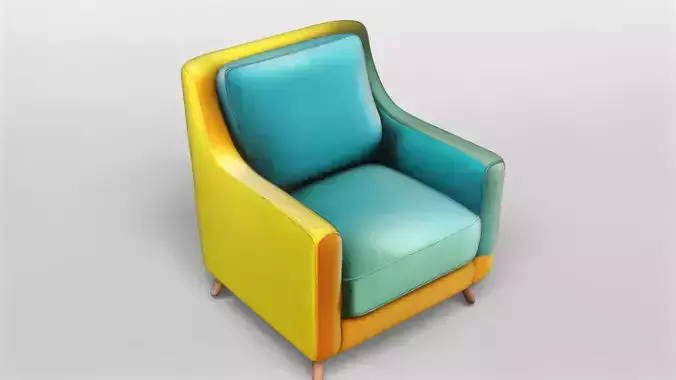 Modern Two-Tone Armchair 3D Model 3D model