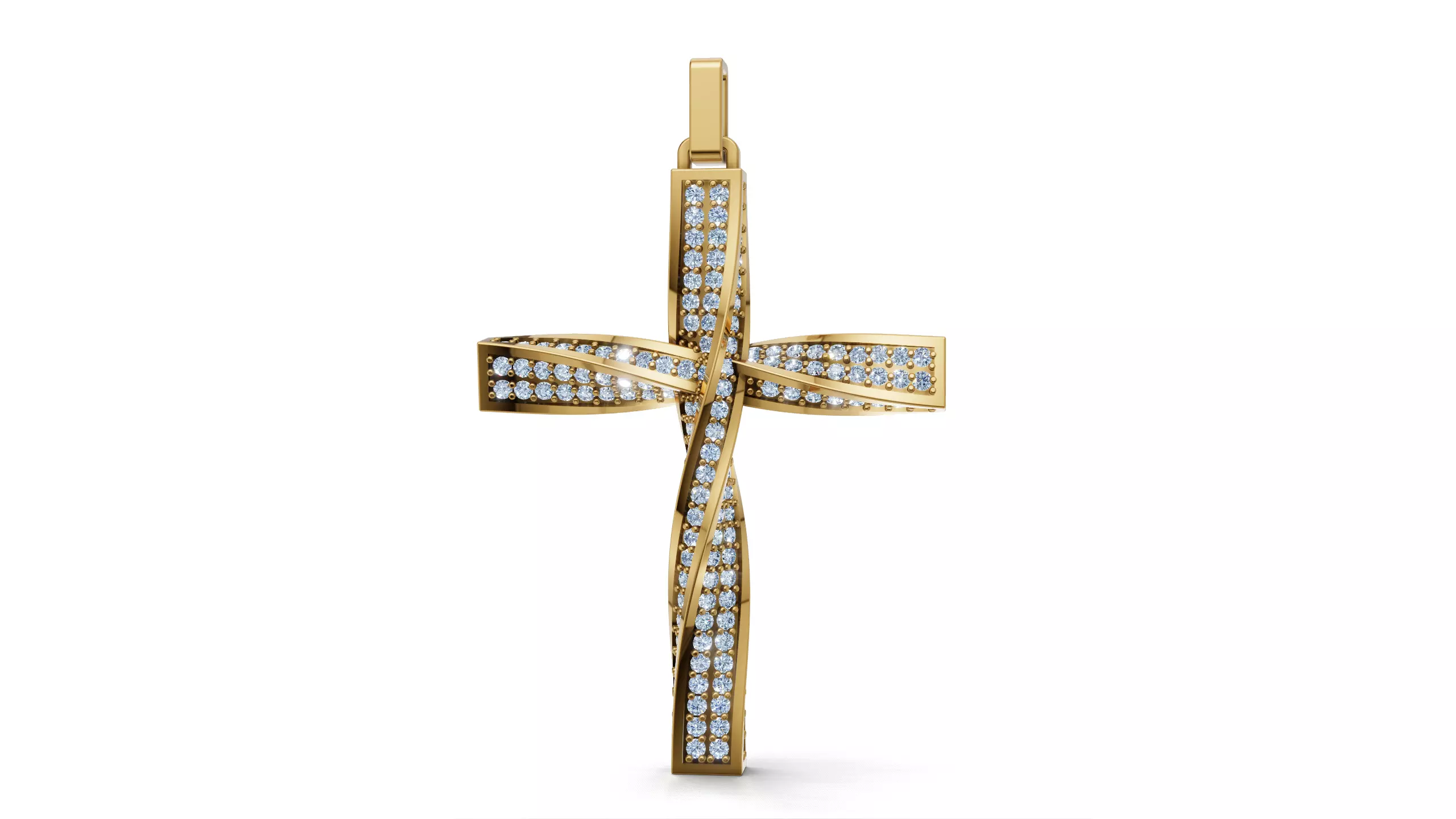 Twisted Cross With Gemstones - 3D print model_1