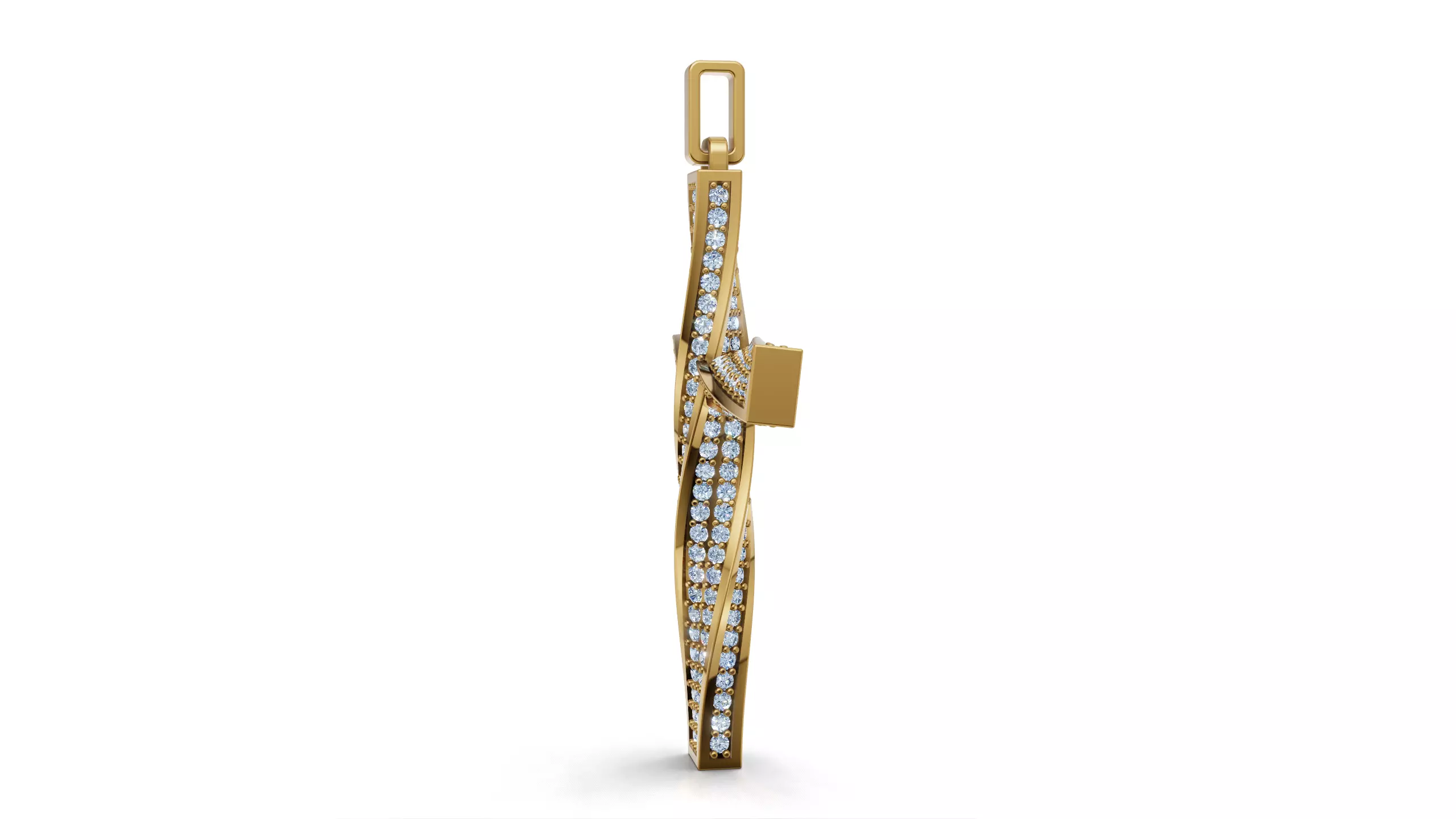 Twisted Cross With Gemstones - 3D print model_4
