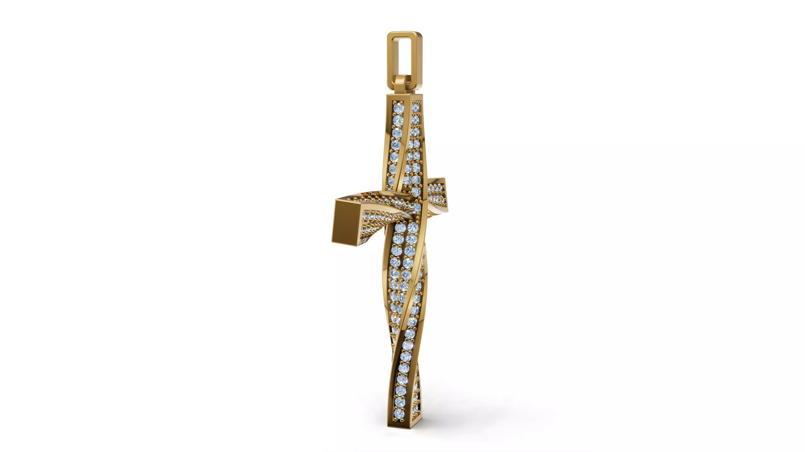 Twisted Cross With Gemstones - 3D print model_3