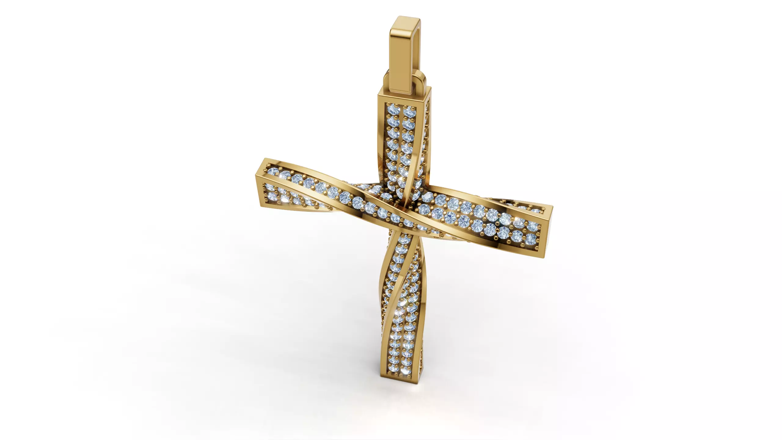 Twisted Cross With Gemstones - 3D print model_6