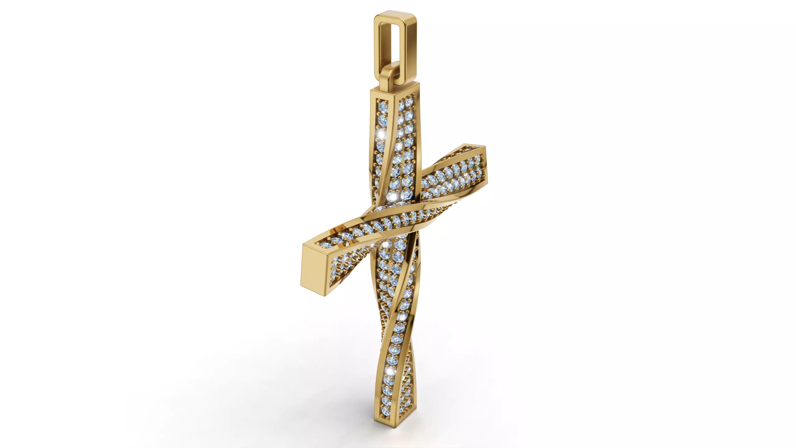 Twisted Cross With Gemstones - 3D print model_7