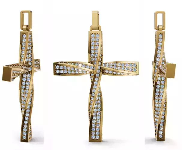 Twisted Cross With Gemstones - 