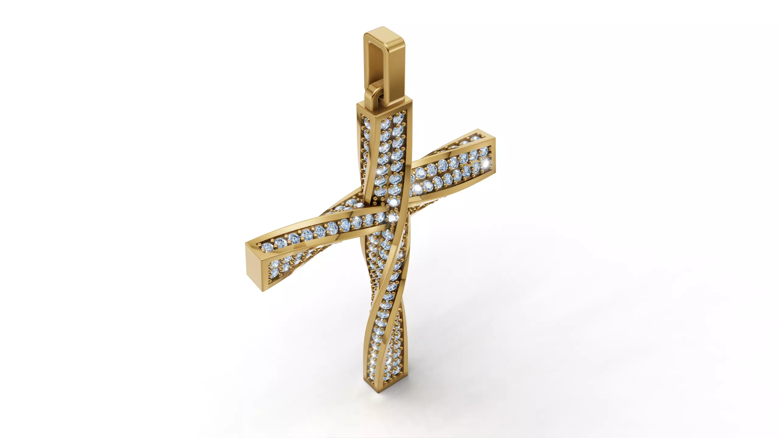 Twisted Cross With Gemstones - 3D print model_5