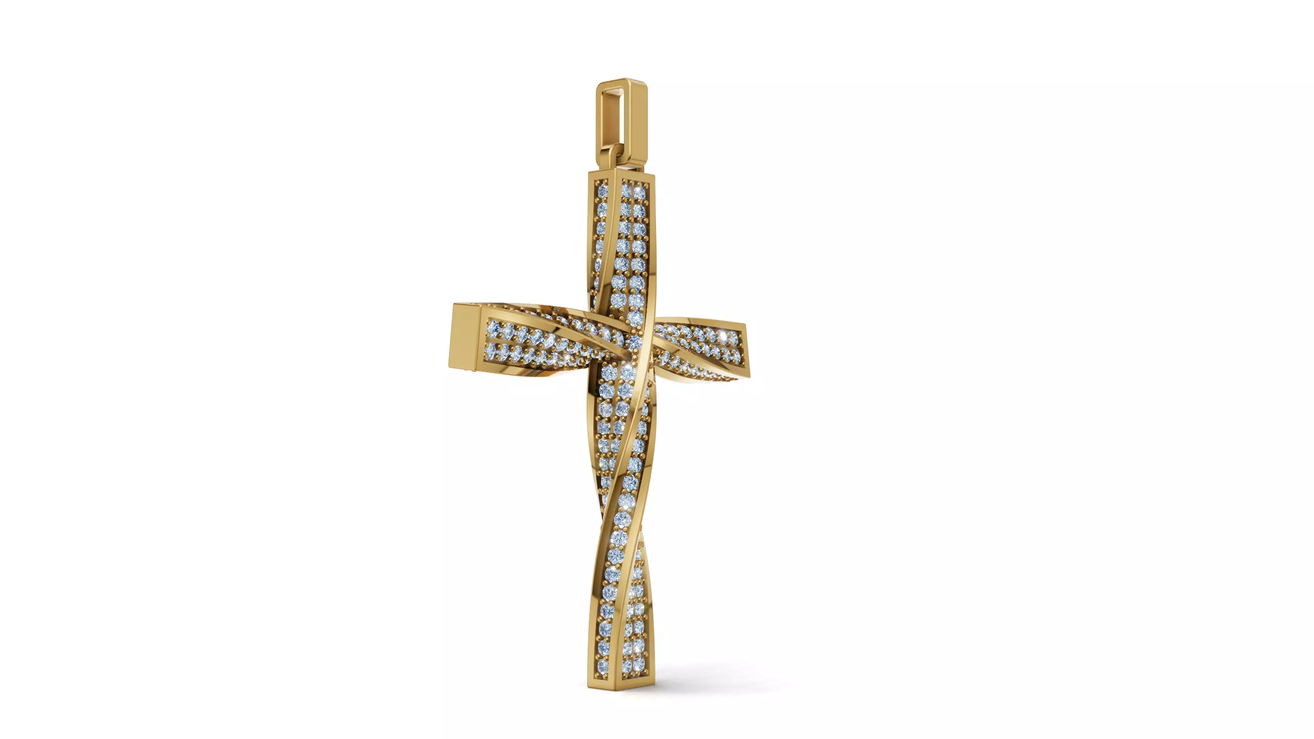 Twisted Cross With Gemstones - 3D print model_9