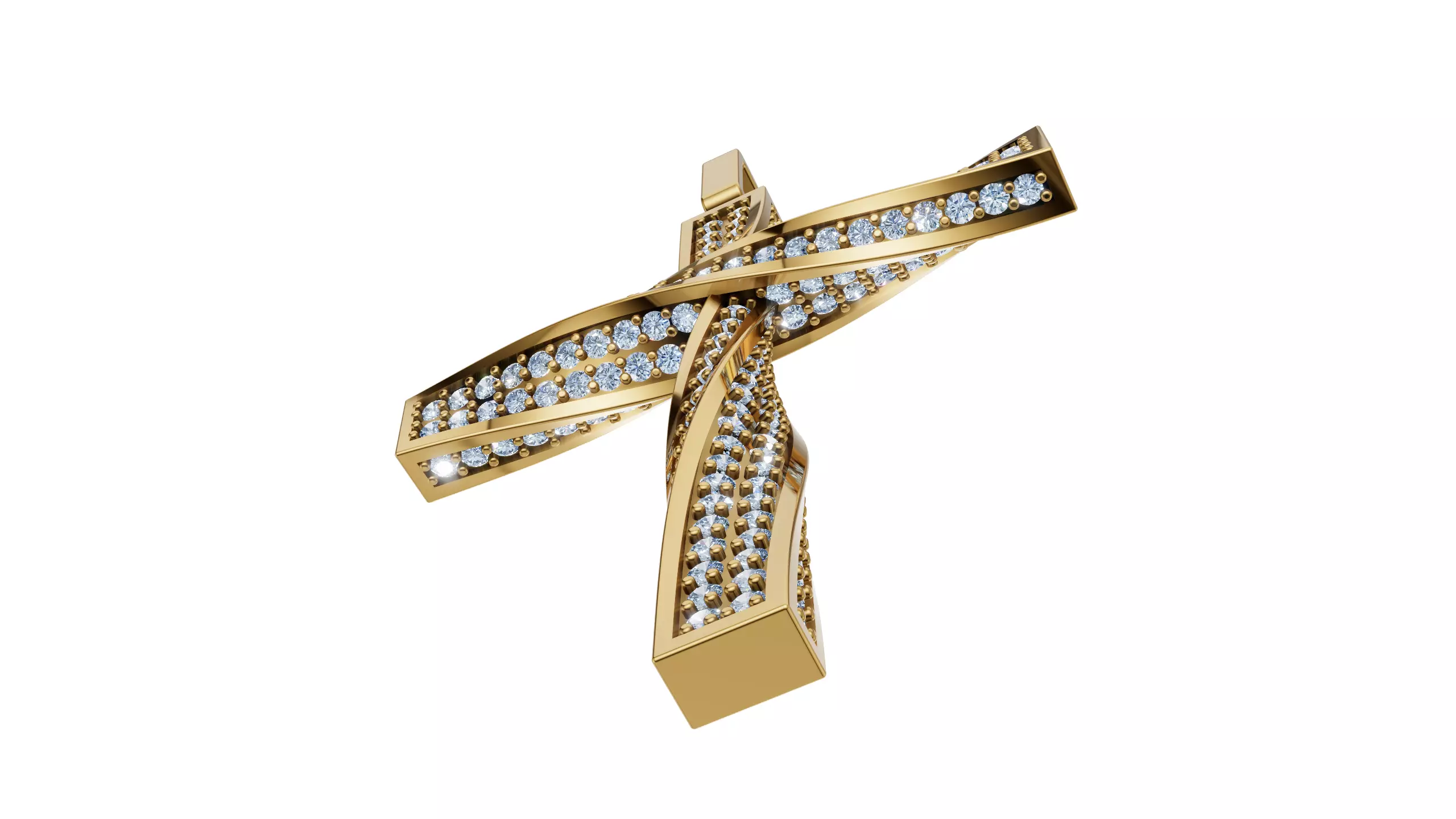 Twisted Cross With Gemstones - 3D print model_8