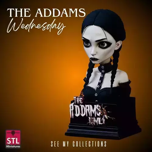 Wednesday Bust STL Dark and Gothic Horror