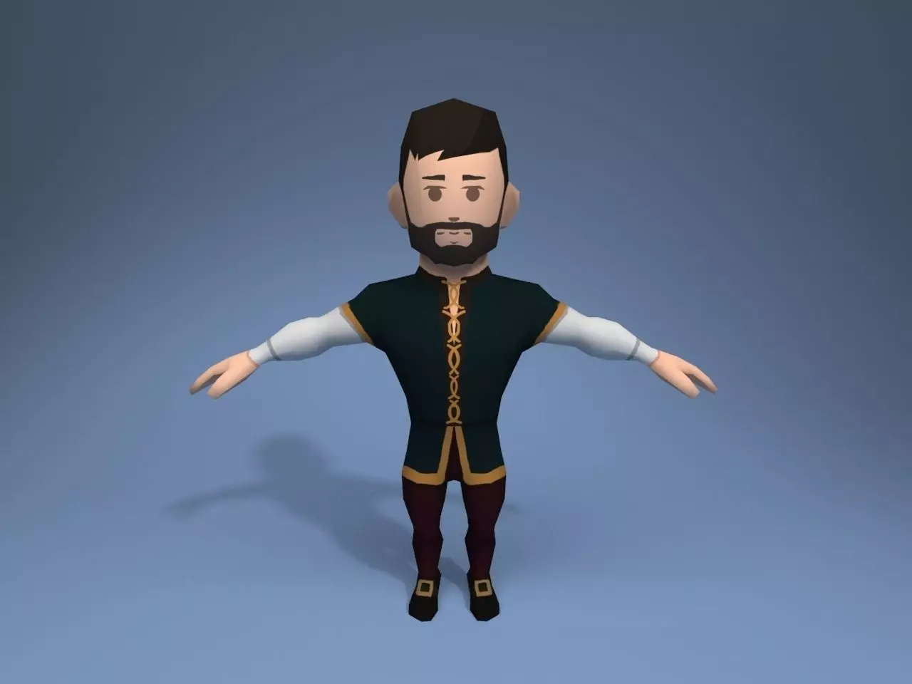 Medieval character aristocrat Low-poly 3D model_0