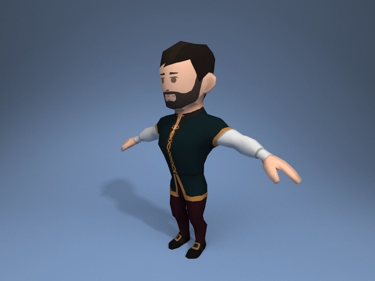 Medieval character aristocrat Low-poly 3D model_2