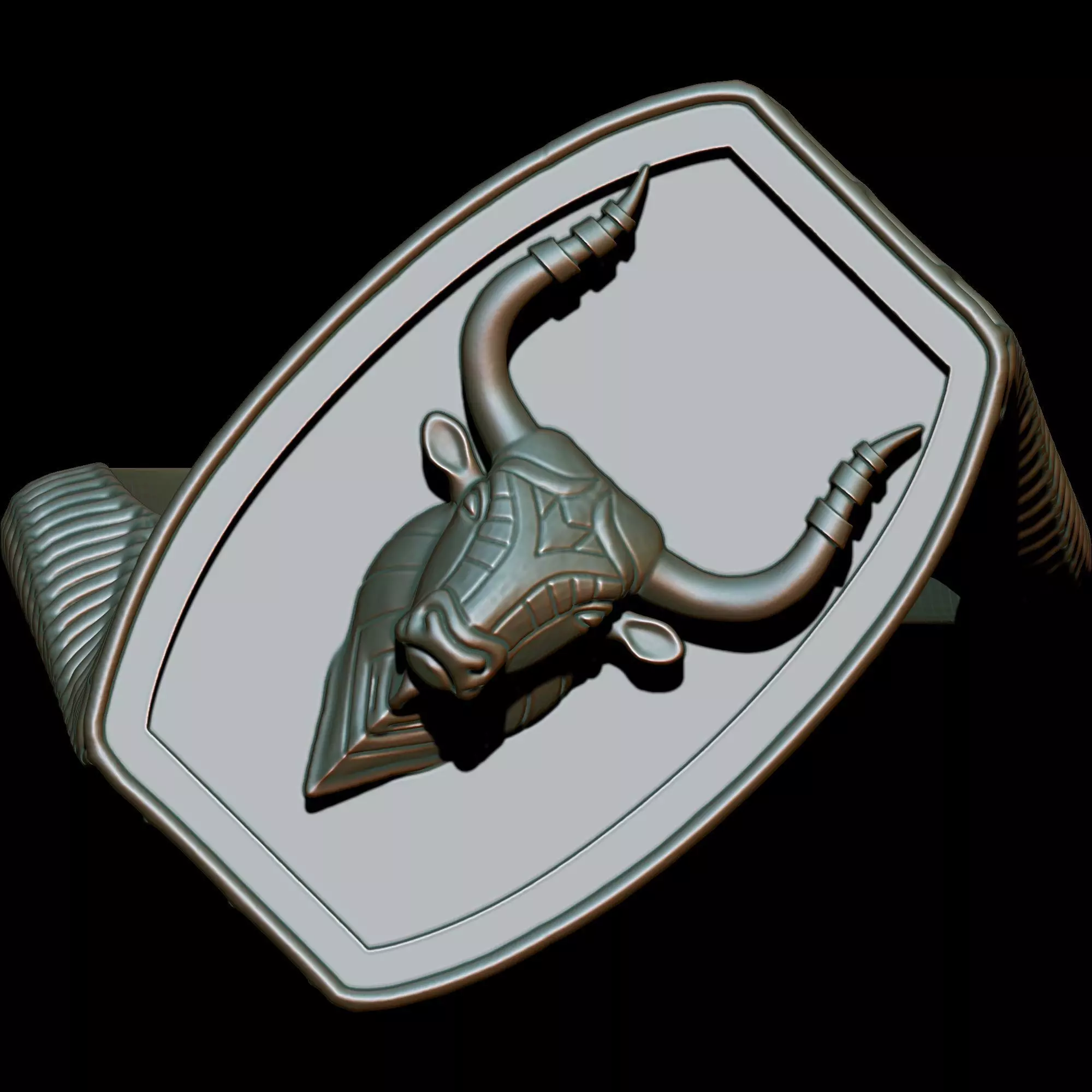 Bull Textured Ring 3D print model_2