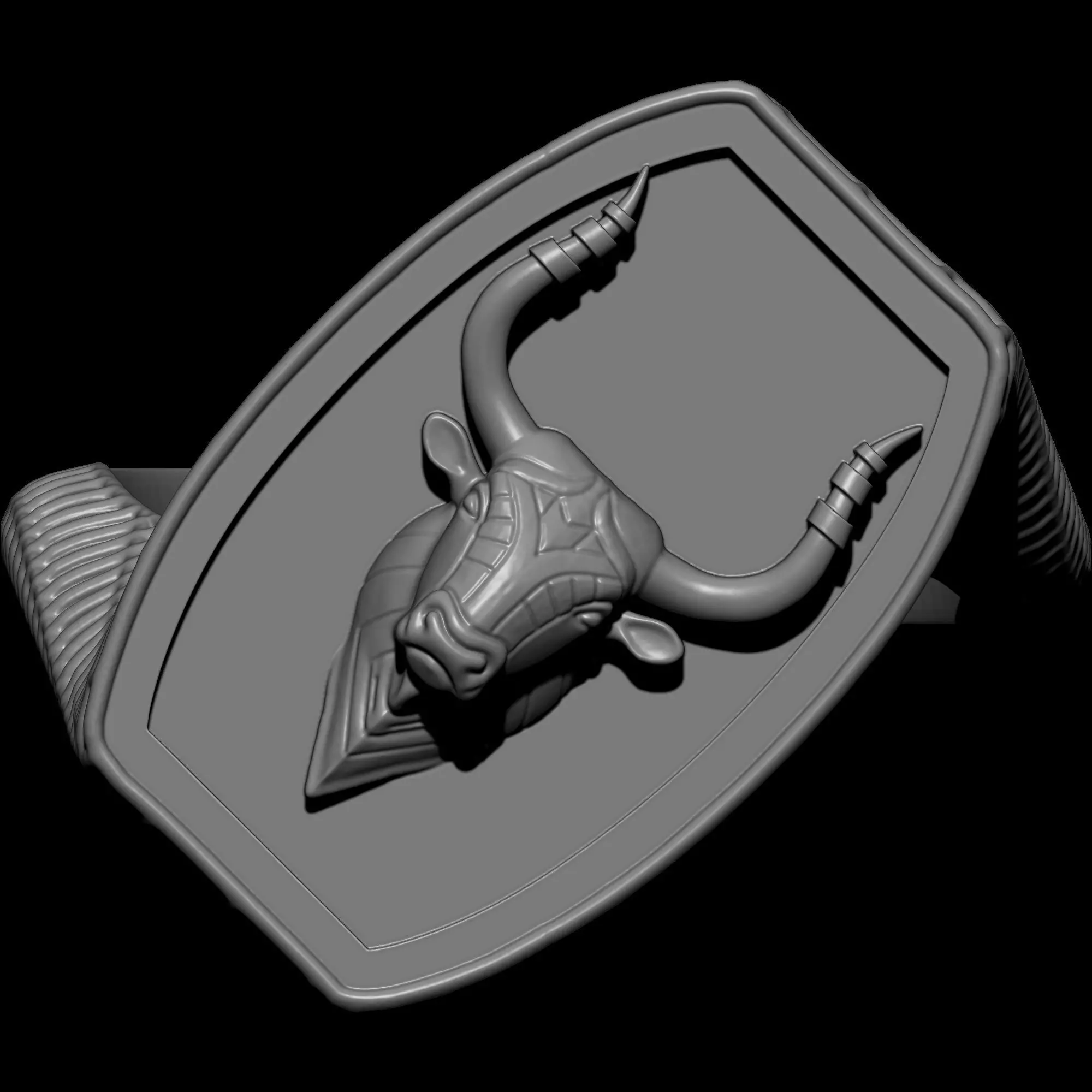 Bull Textured Ring 3D print model_9