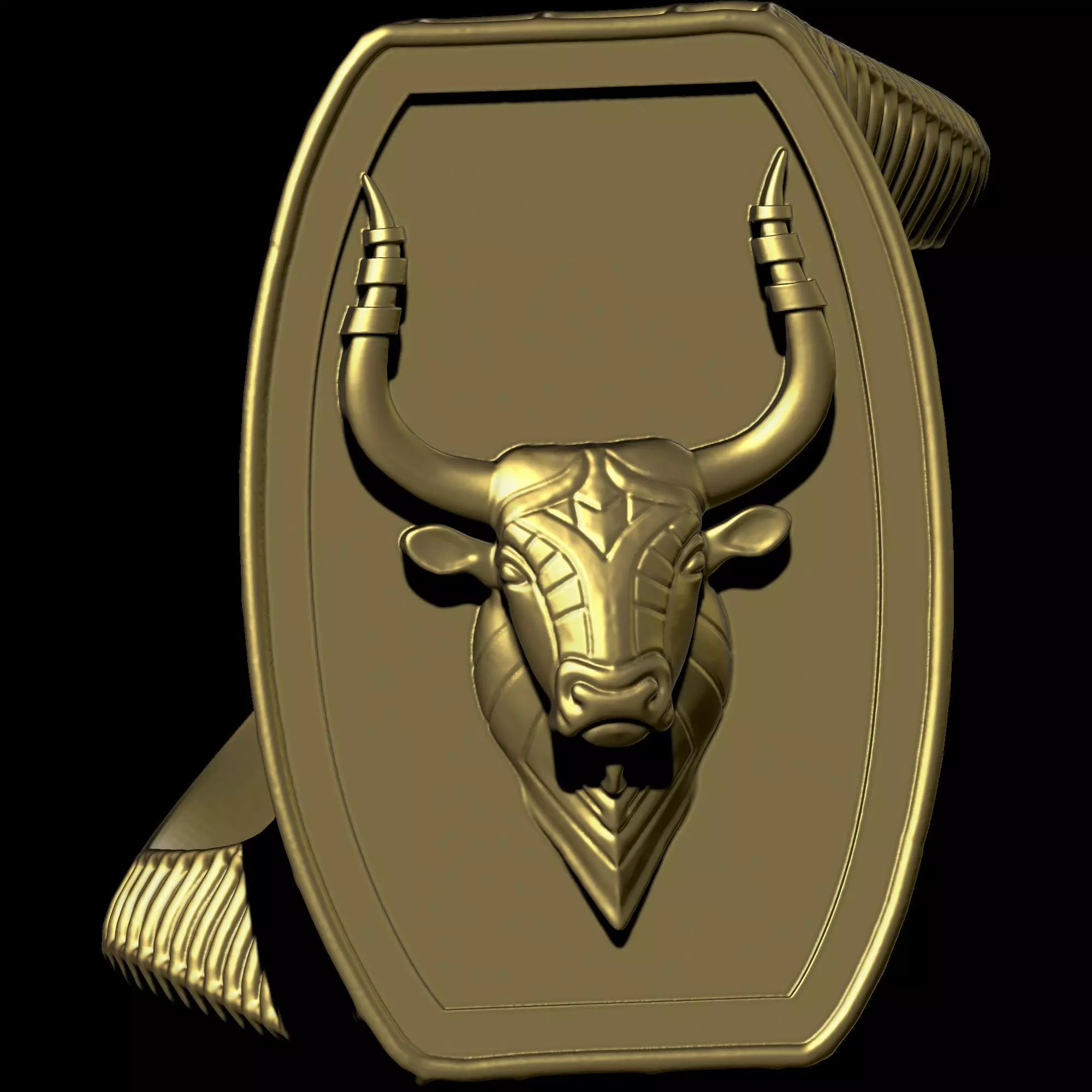 Bull Textured Ring 3D print model_6