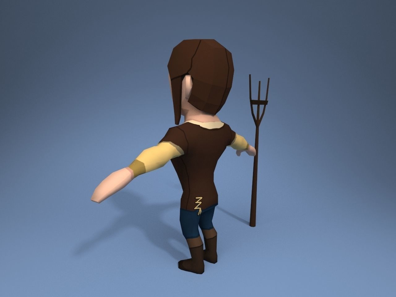 Medieval character peasant 3 Low-poly 3D model_4