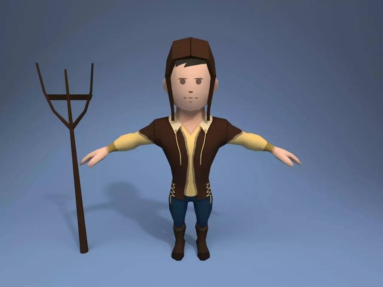 Medieval character peasant 3 Low-poly 3D model_0
