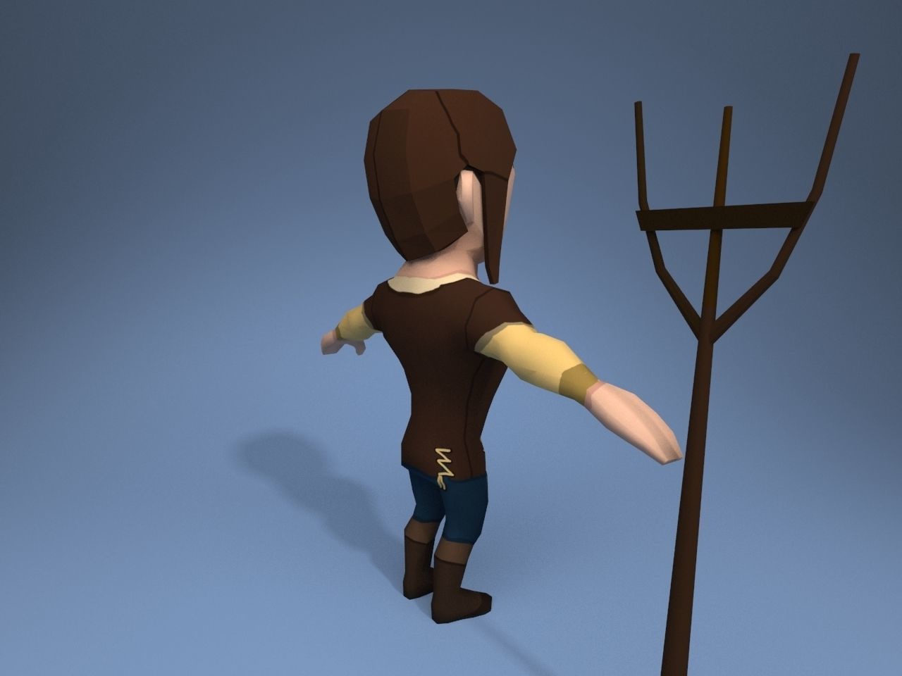 Medieval character peasant 3 Low-poly 3D model_6